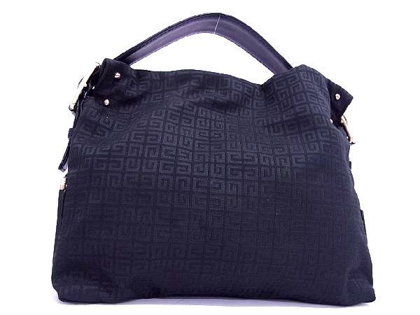 1円 ■美品■ GIVENCHY ジバンシィ キャンバス×レザー ワンハンドル ハンドバッグ 手持ちかばん 手提げ レディース ブラック系 AG7578トC