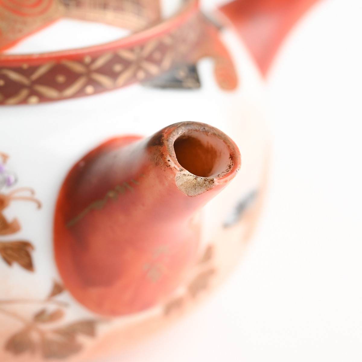工芸品 昭和レトロ 和食器 梅と漢文◇九谷焼 花文色絵金彩湯呑み