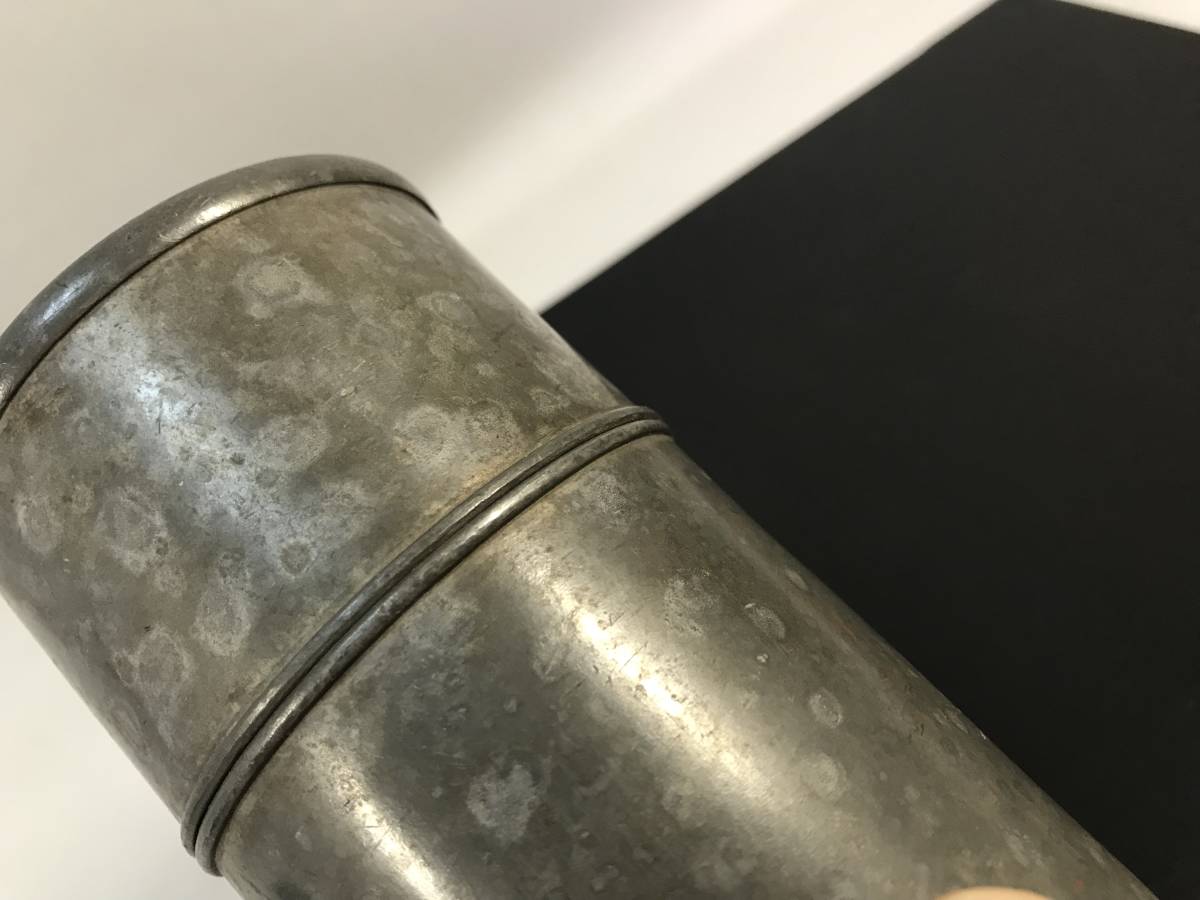 古錫 中国 茶筒 清順記号 坪周 錫 539g 煎茶道具 茶入