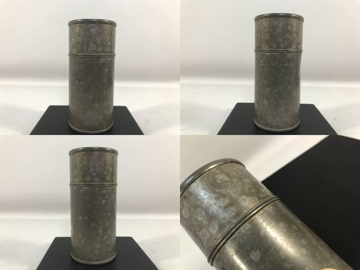 古錫 中国 茶筒 清順記号 坪周 錫 539g 煎茶道具 茶入
