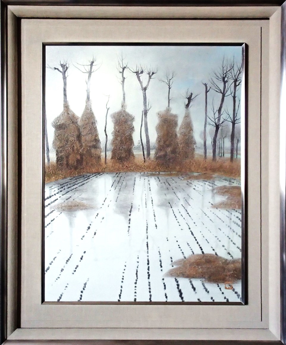 複製川合玉堂⁄漁村風景図⁄工芸品⁄山水図⁄横物⁄掛軸⁄名家伝来⁄AD-714