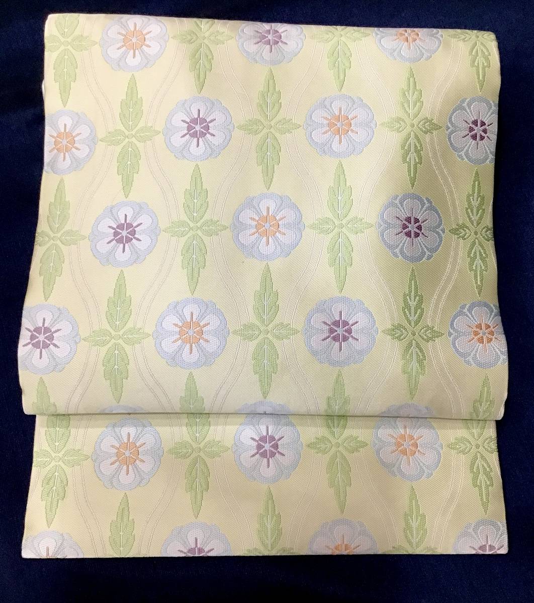 蘇州刺繍 袋帯 七宝繋ぎ 鳳凰 鳥 反物 未仕立て品 金彩加工 金糸 正絹