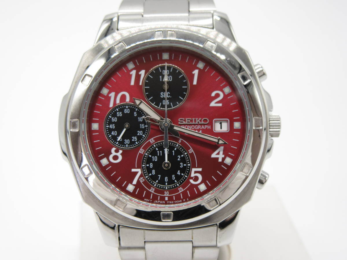 ジャンク品　SEIKO(セイコー）クロノグラフ　シルバーカラー　腕時計　中古品　H2ー44A　