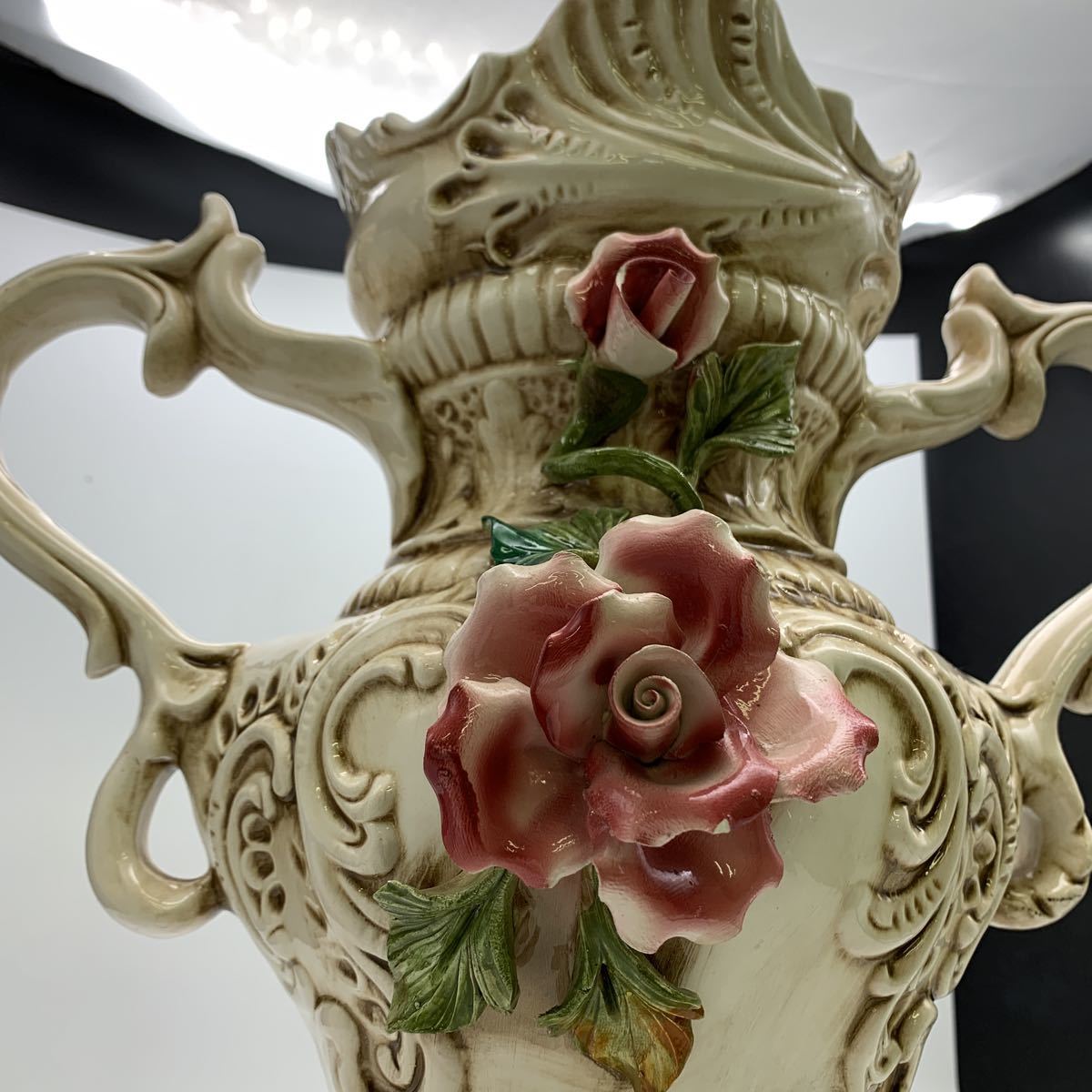 5-1-44□イタリア製 Capodimonte カポディモンテ 花瓶 置物 オブジェ