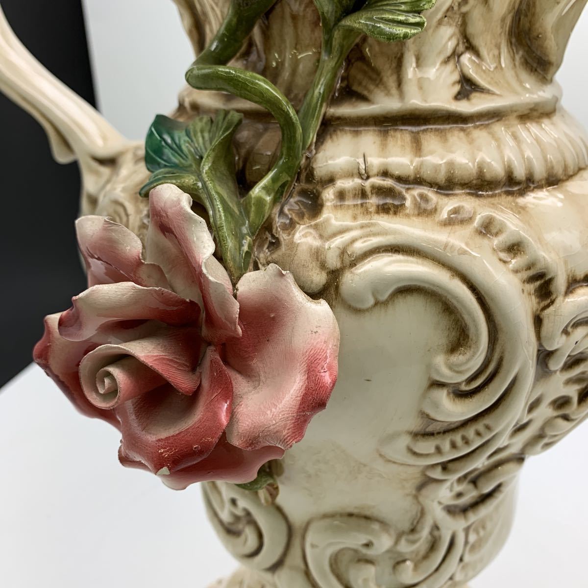 5-1-44□イタリア製 Capodimonte カポディモンテ 花瓶 置物 オブジェ