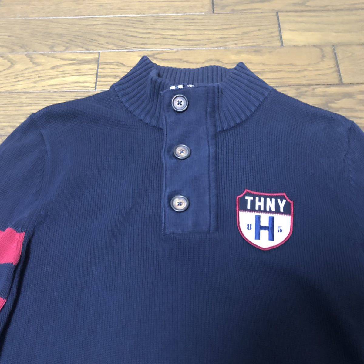 送料無料】TOMMY HILFIGERハーフジップボタンニットセーターネイビー赤 