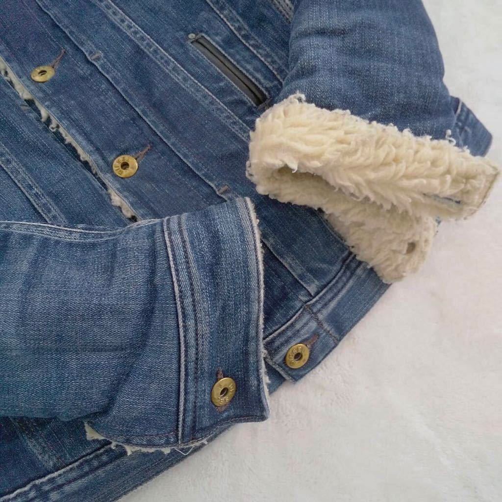 極美品✨DIESEL ディーゼル ボアデニム 切替ジャケット ブルー ダウン素材 ディーゼル / DIESEL 極暖☆ 裏ボア デニム ジャケット ライダース