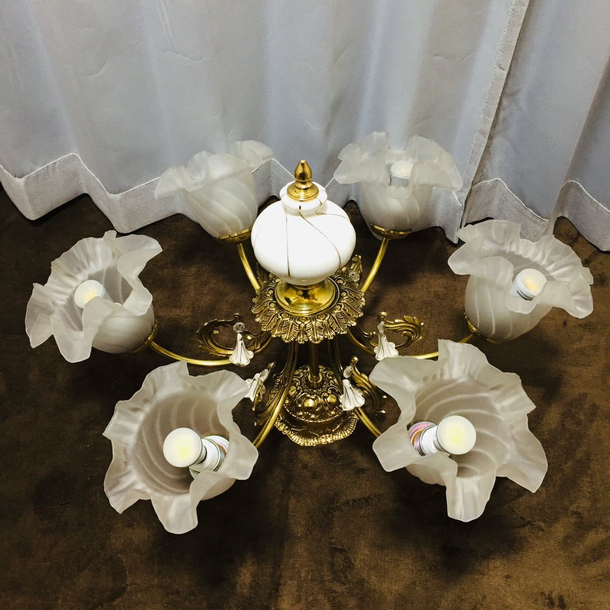 【動作確認済】 yamagiwa ヤマギワ ヴィンテージ クラシカル 6灯 シャンデリア 照明 ライト ｍ0155