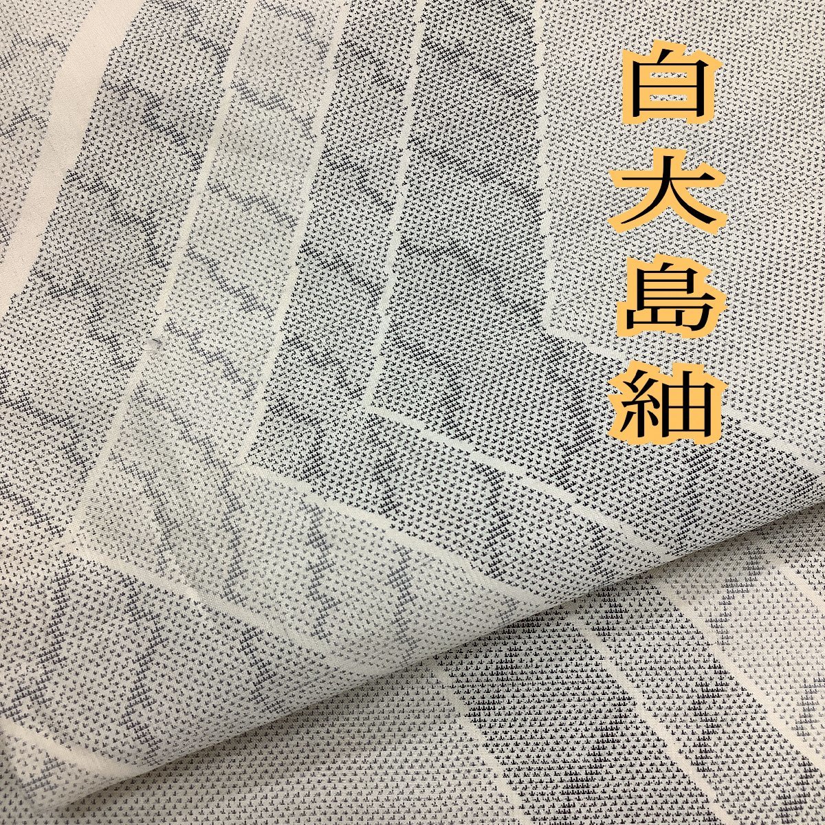 着物cocon★大島紬★白大島/正絹/白系/オフホワイト系/グレー系/身丈159.5/裄66.5【1-23-3K-0341-j】
