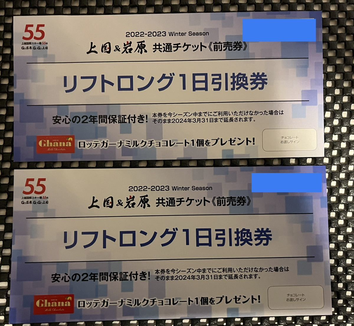 上越国際岩原スキー場共通リフト一日券大人2枚子供2枚