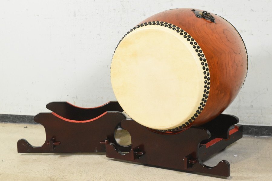 和太鼓 岡田屋布施 東京浅草 直径約48cm +1.6尺用万能台座 2点付属 和
