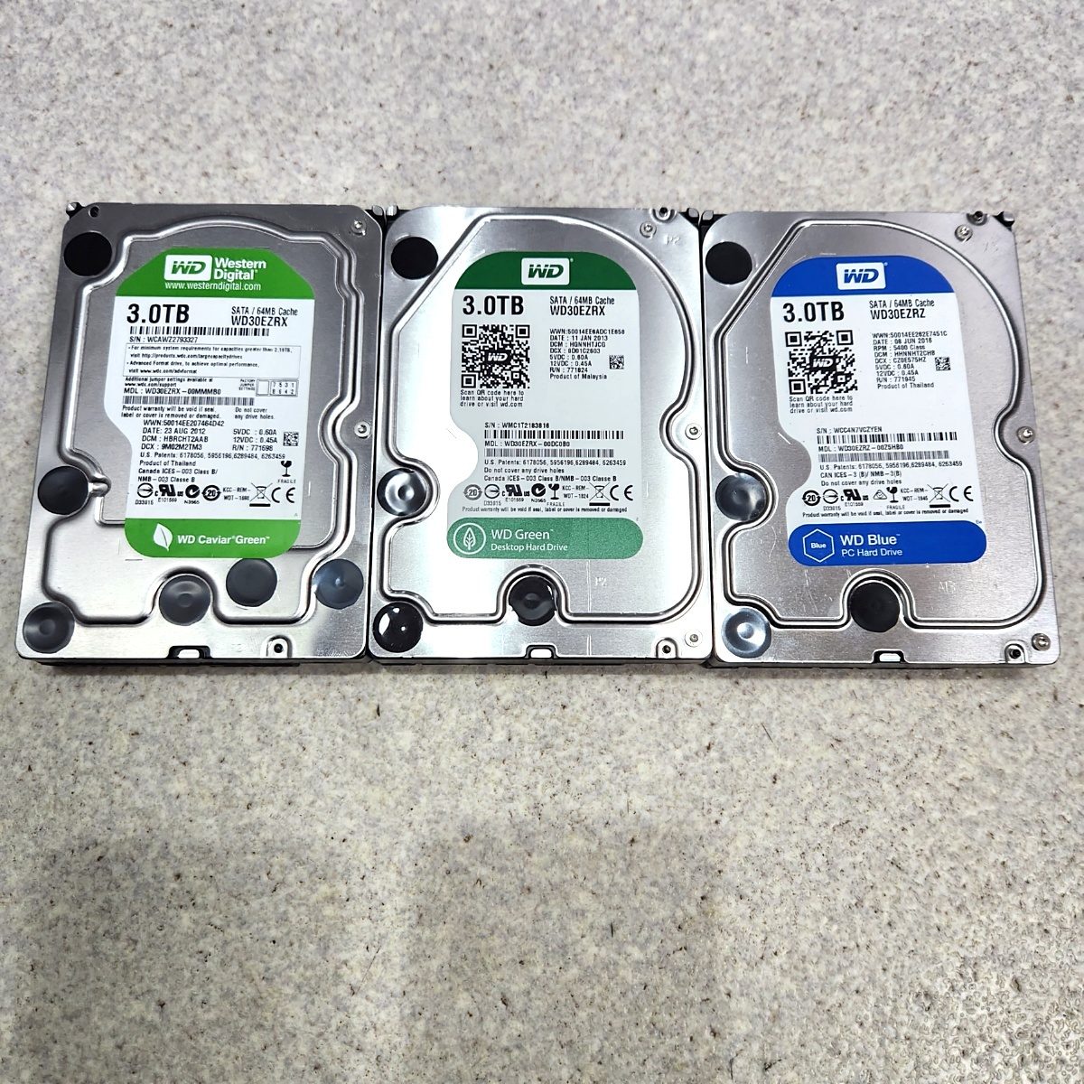 3TB×3点 WD HDD 3.5インチ SATA 60s23-0219 Western Digital 3TB 64MB