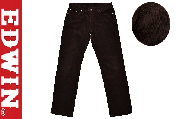 K-3929★超美品★EDWIN エドウィン F503★秋冬 日本製 ダークブラウン ストレッチ素材 細畝コーデュロイ ストレート パンツ ジーンズ W33