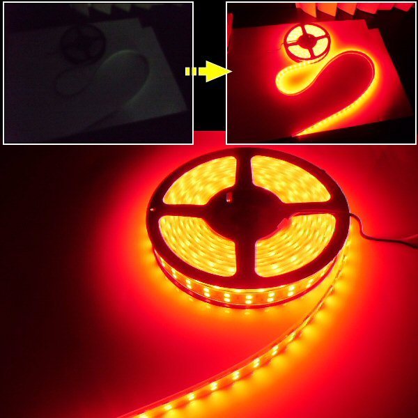 同梱可 劣化防止 防水カバー付 2列 LEDテープライト LED蛍光灯 24V 5M 赤 レッド/アンダー サイドマーカー アンドン E