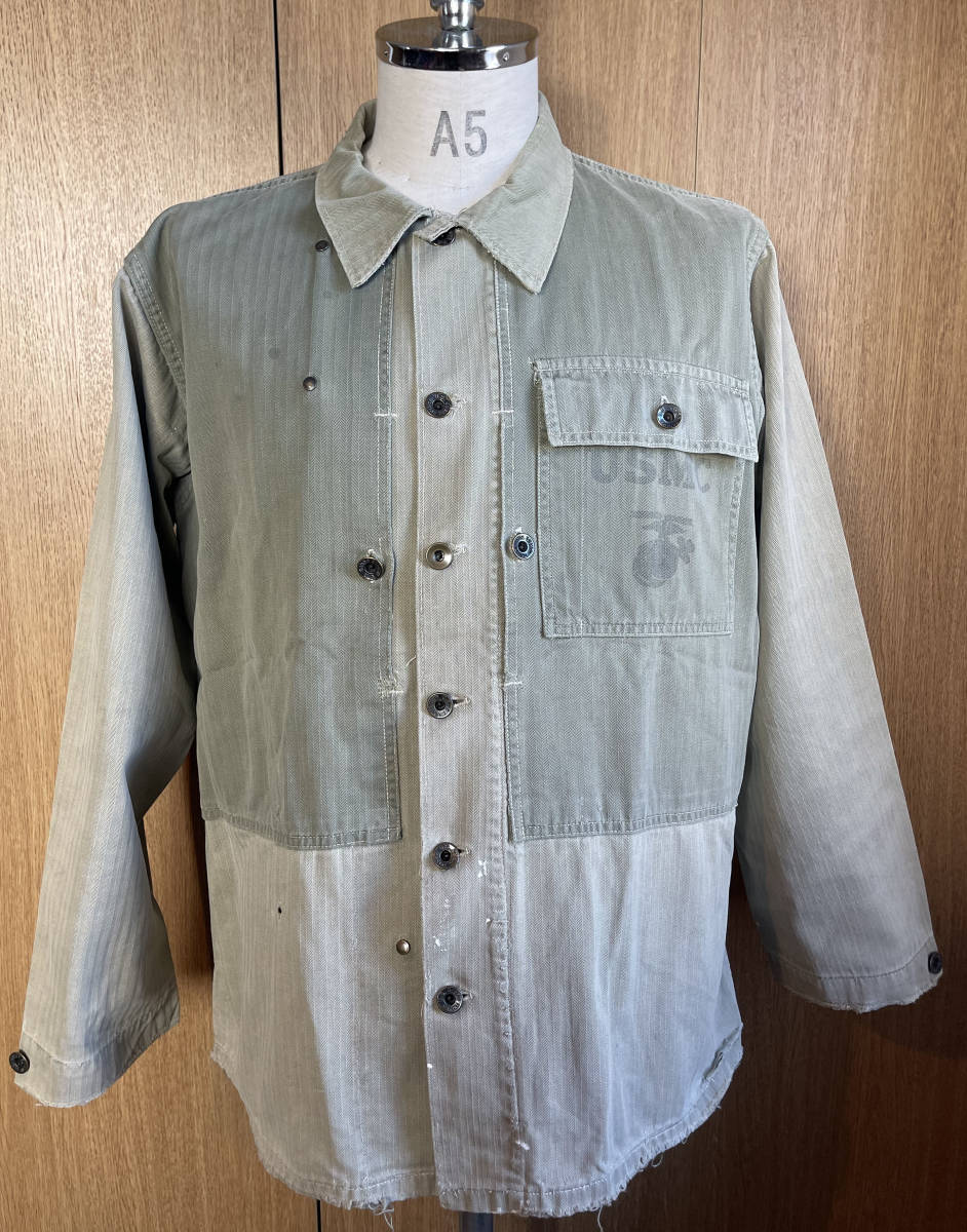 40s アメリカ軍 USMC P-44 HBT ジャケット ヘリンボーンツイル ヴィンテージ 