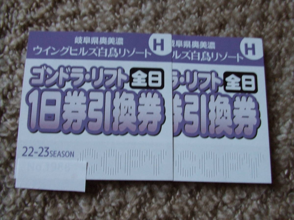 ウイングヒルズ白鳥リゾート　ゴンドラリフト1日券引換券2枚