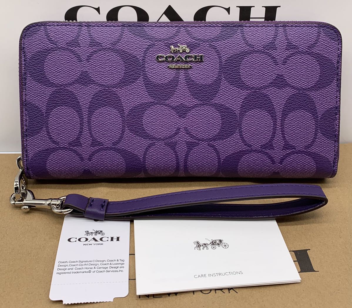 COACH長財布 シグネチャー C4452 パープル アウトレット品 長財布