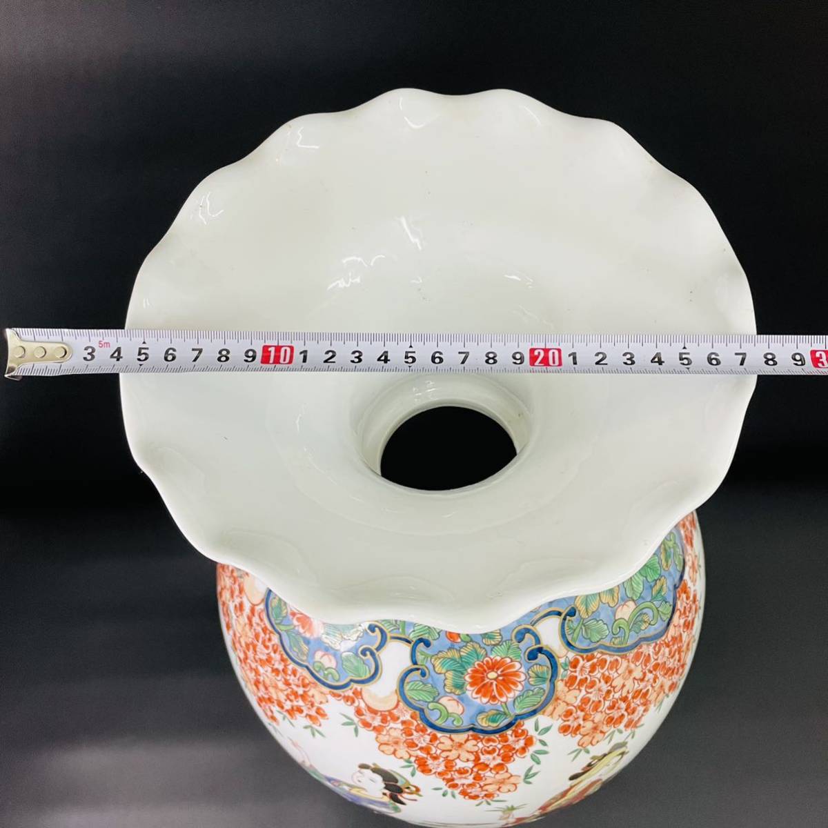古美術品 有田焼 色絵美人金彩花鳥紋図 壺 沈香壺 特大約70cm 検)飾壷