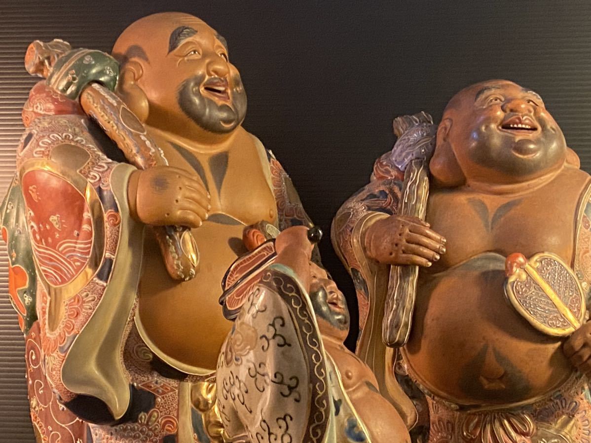低価，爆買い 幕末明治〜大正昭和期 九谷八幡窯製 布袋 三組 一式 /無傷完品/古美術 古玩 / 九谷焼 九谷 薩摩焼 薩摩 常滑焼 常滑 煎茶 茶器 飾品 /(九谷)｜売買されたオークション情報、yahooの商品情報をア 九谷