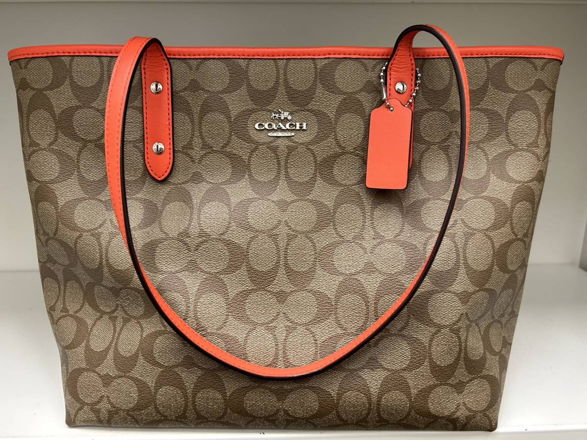 【6678】 コーチ トートバッグ F58292 PVC×レザー シグネチャー COACH 　