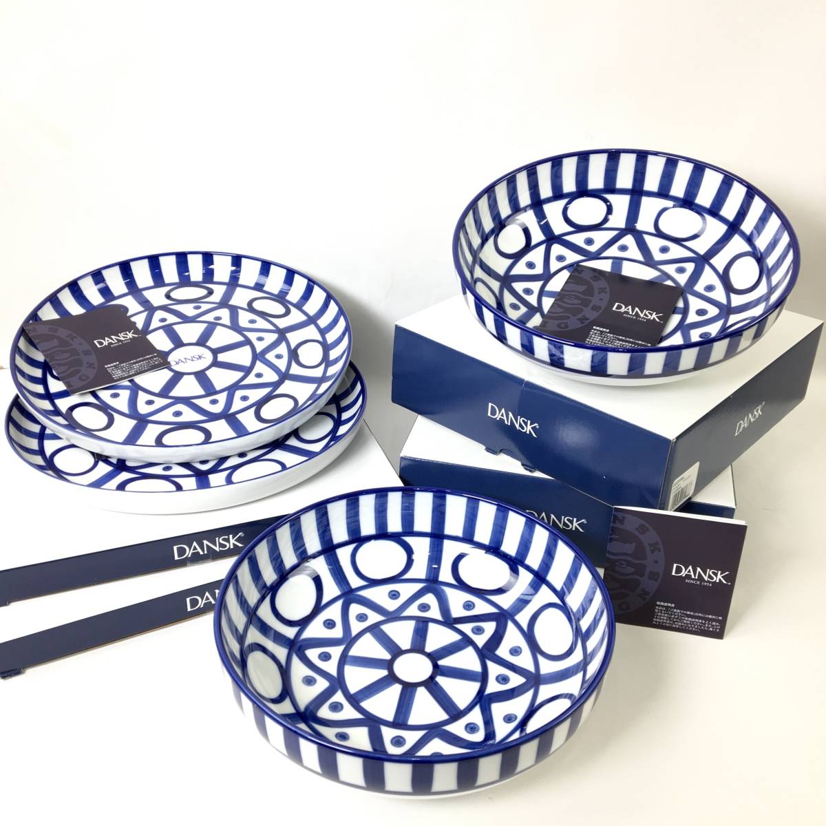 【未使用】 DANSK ダンスク アラベスク シリアルボウル/プレート 各2点 計4点セット 箱付き 磁器製 丸皿 北欧デザイン 北E3