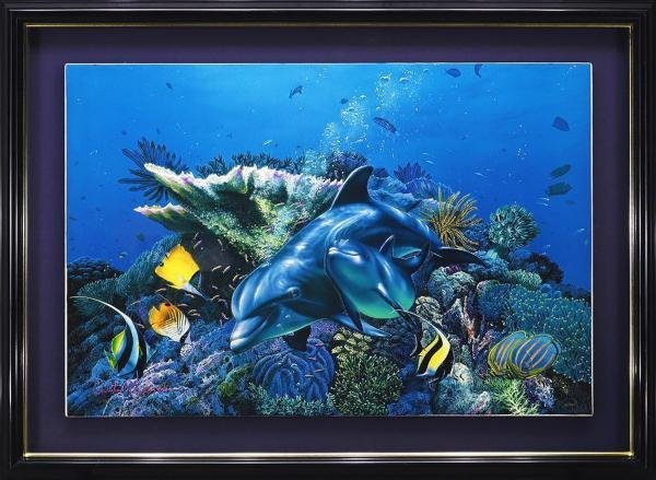 【真作】【WISH】ラッセン C.R. Lassen「マザーズ ラブ」アータグラフ キャンバス仕様 30号 大作 証明シール ◆イルカ　 #23012581_2