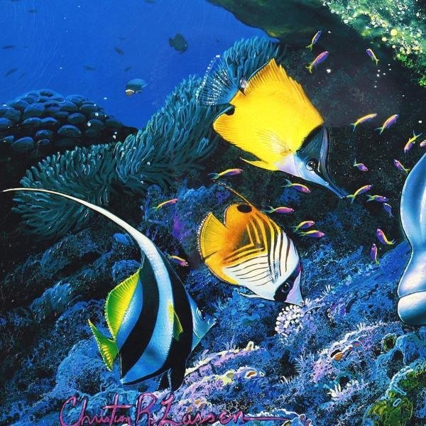 【真作】【WISH】ラッセン C.R. Lassen「マザーズ ラブ」アータグラフ キャンバス仕様 30号 大作 証明シール ◆イルカ　 #23012581_5