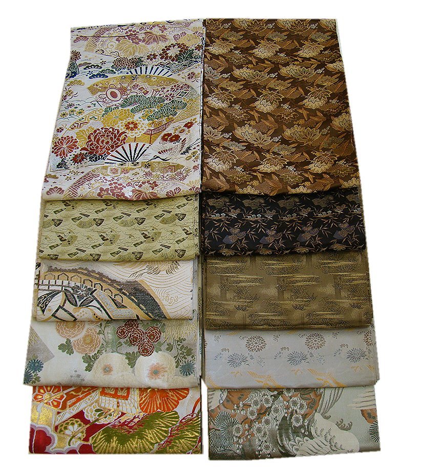 時代屋 大特価品 創作用 アンティーク 丸帯 １０本 セット 正絹 仕立上り Ｖ409