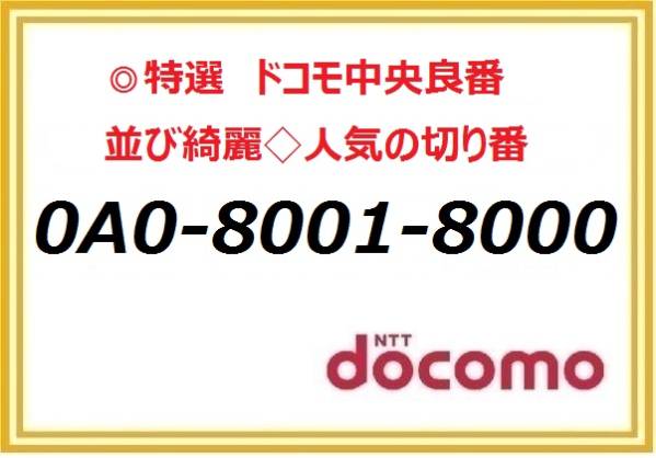 ◎特選 ドコモ中央良番 0A0-8001-8000 ◆人気切り番◆並び綺麗