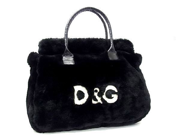 1円 DOLCE&GABBANA ドルチェ&ガッバーナ ファー トートバッグ ショルダーバッグ 肩掛け レディースブラック系 AH1172オキ