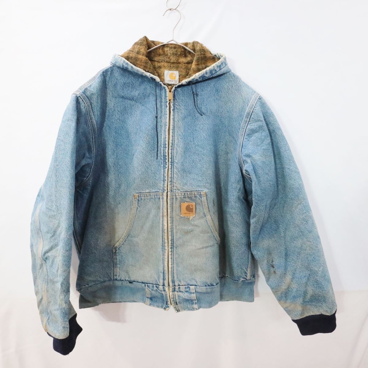 ■ Carhartt カーハート デニムアクティブジャケット フーディ ワークウェア 防寒 (Lサイズ相当) 1円スタート、最落なし 中古 古着 M0504