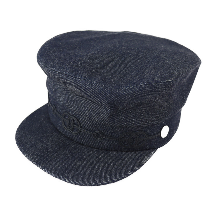超美品 HERMES エルメス カブール クリケティス セリエ キャスケット 表記58 コットン ブルー シルバー金具 帽子 デニム【本物保証】