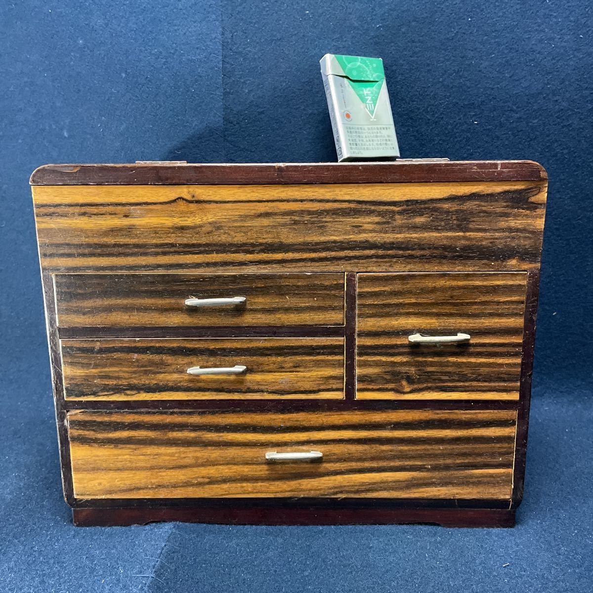 木製 時代小物入れ 表面黒柿引き出し 四段ミニ箪笥 昭和レトロ 和風