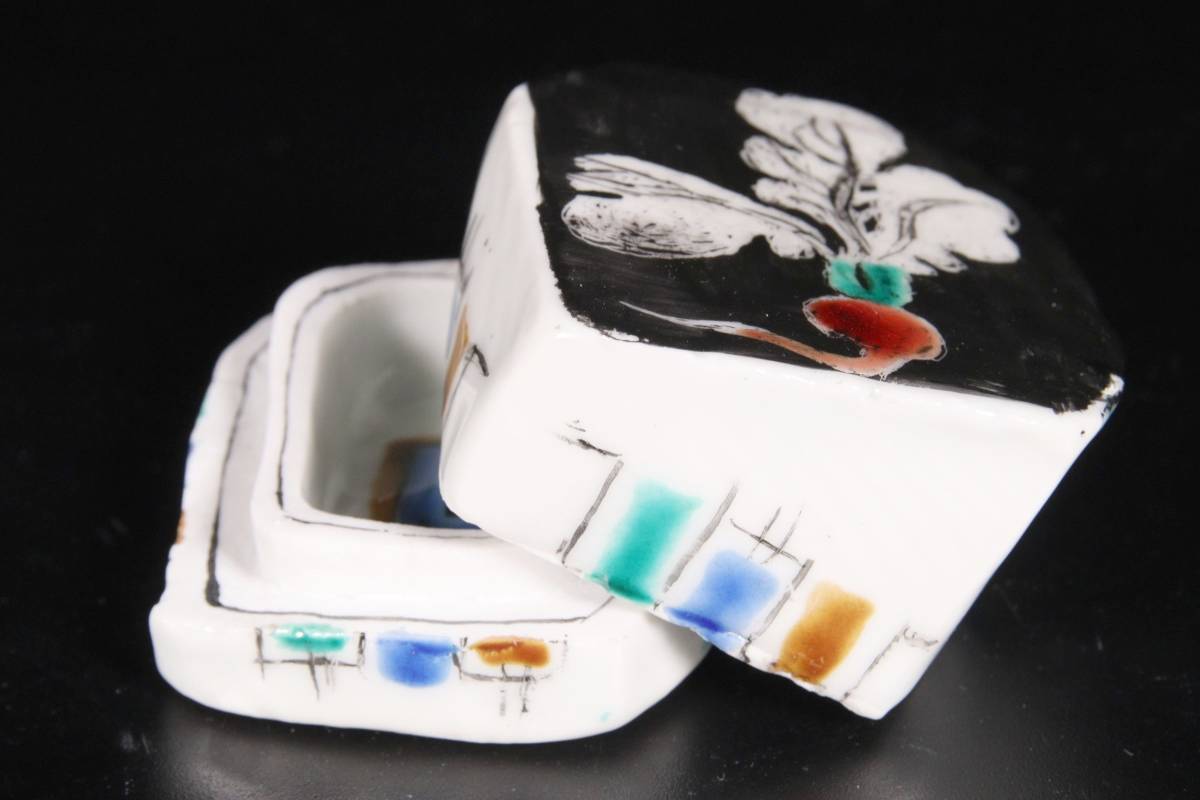 錵 三浦景生 磁器色絵香合 3点纏めて 共箱 茶道具 唐物骨董 T C166.1