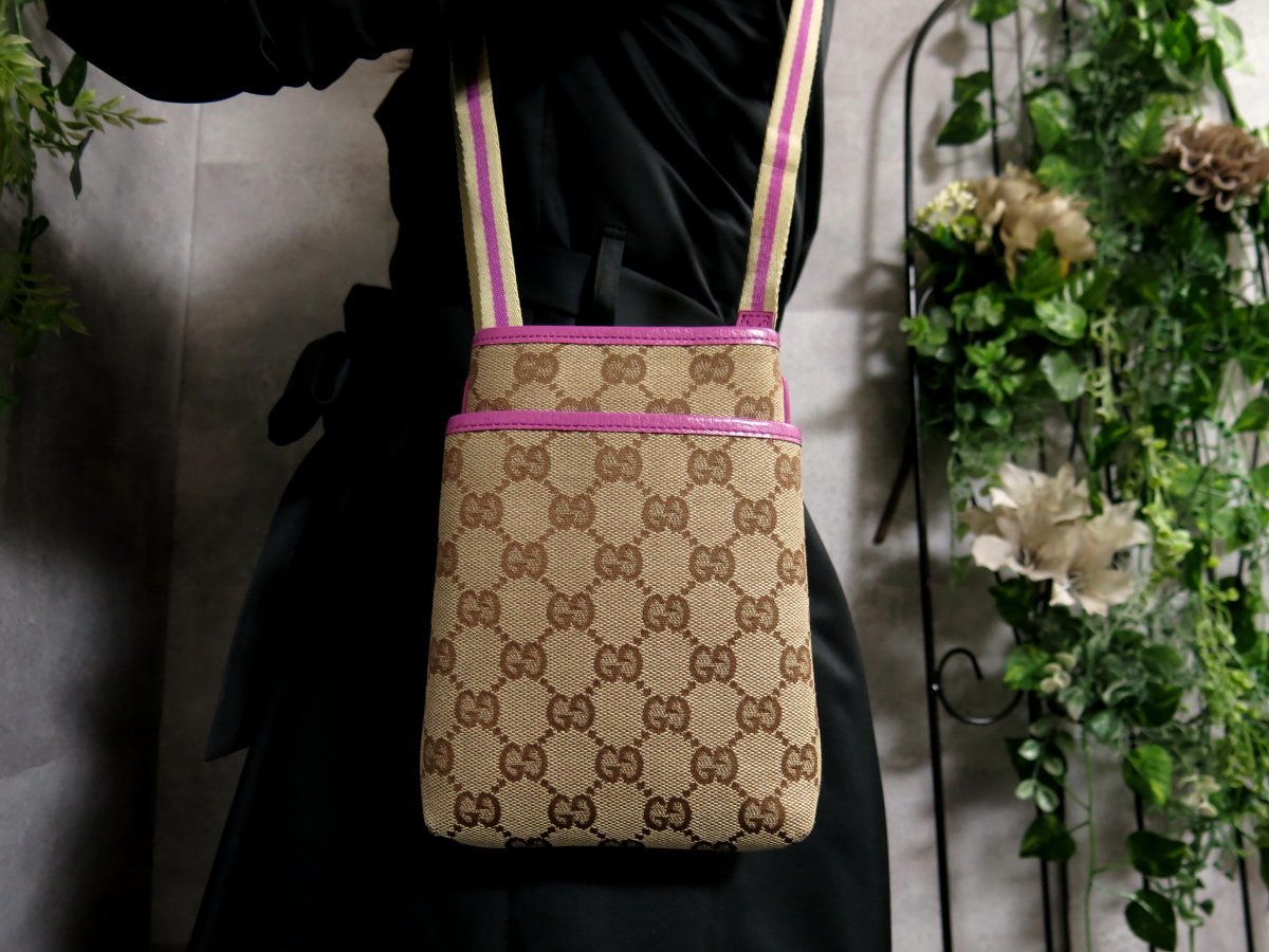 ○超美品○GUCCI グッチ○GGキャンバス カーフ レザー 本革○ミニ 