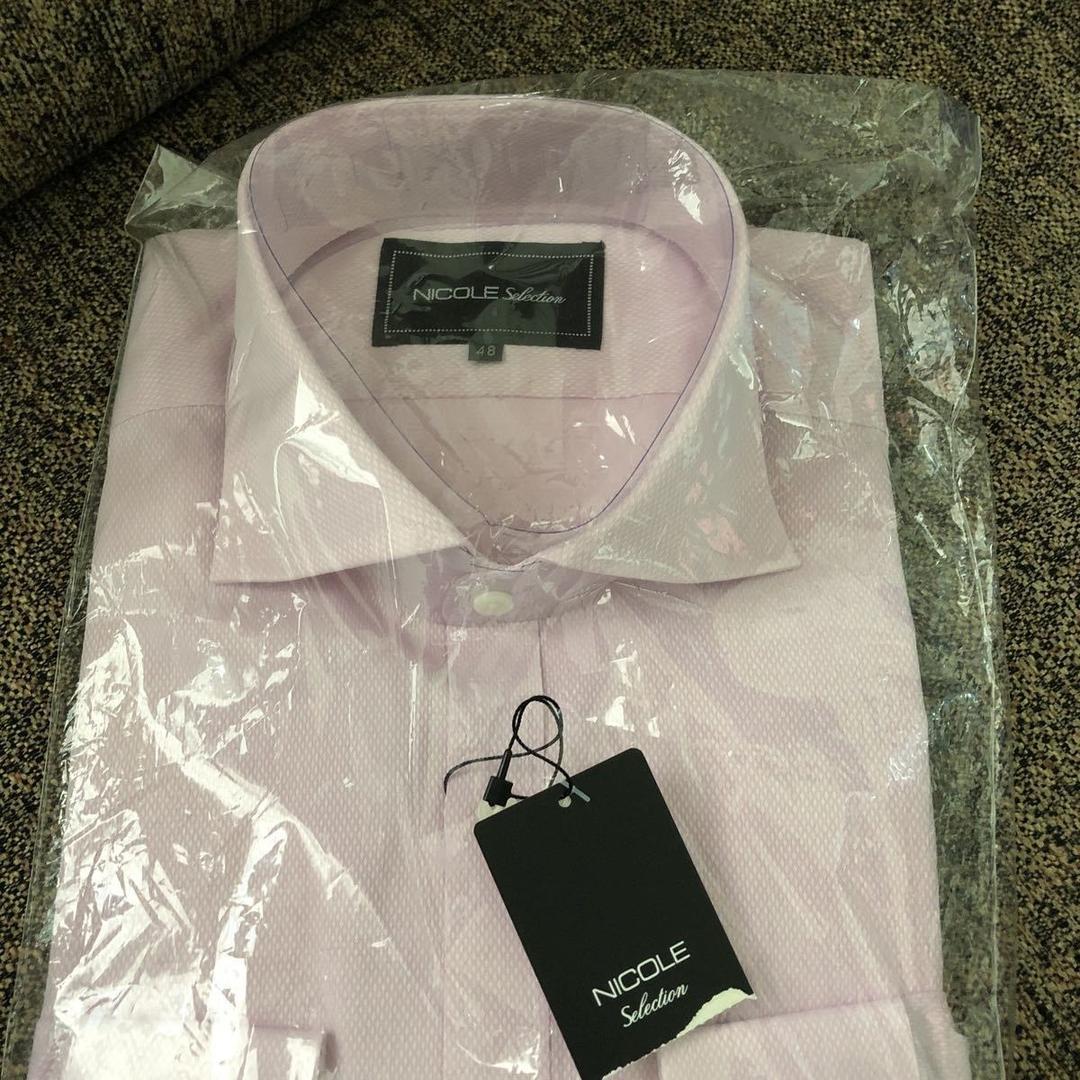 ■NICOLE(ニコル)■定番シャツ 　ピンク　ブリックスモノ ■48サイズL