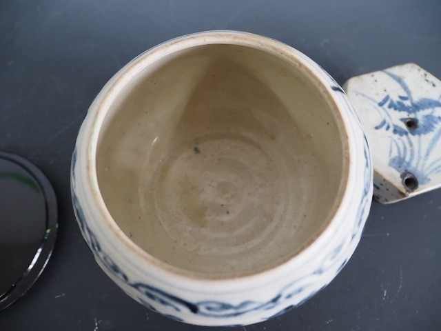 中国 染付水盂/染付水滴 中国古玩 骨董 書道具 1495