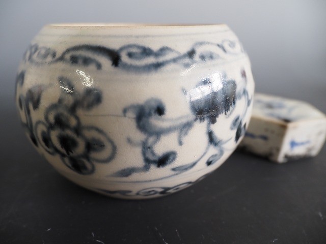 中国 染付水盂/染付水滴 中国古玩 骨董 書道具 1495