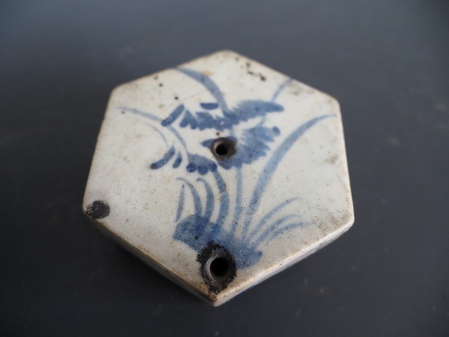 中国 染付水盂/染付水滴 中国古玩 骨董 書道具 1495