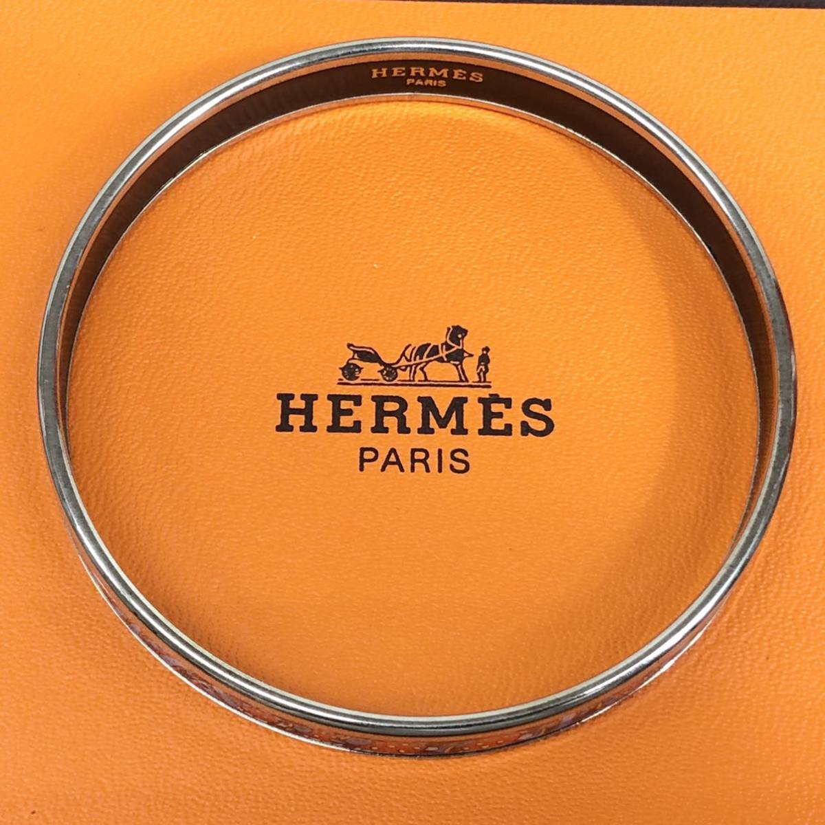 美品 HERMES エルメス エマイユ PM 箱ケース付き バングル 七宝焼 魚