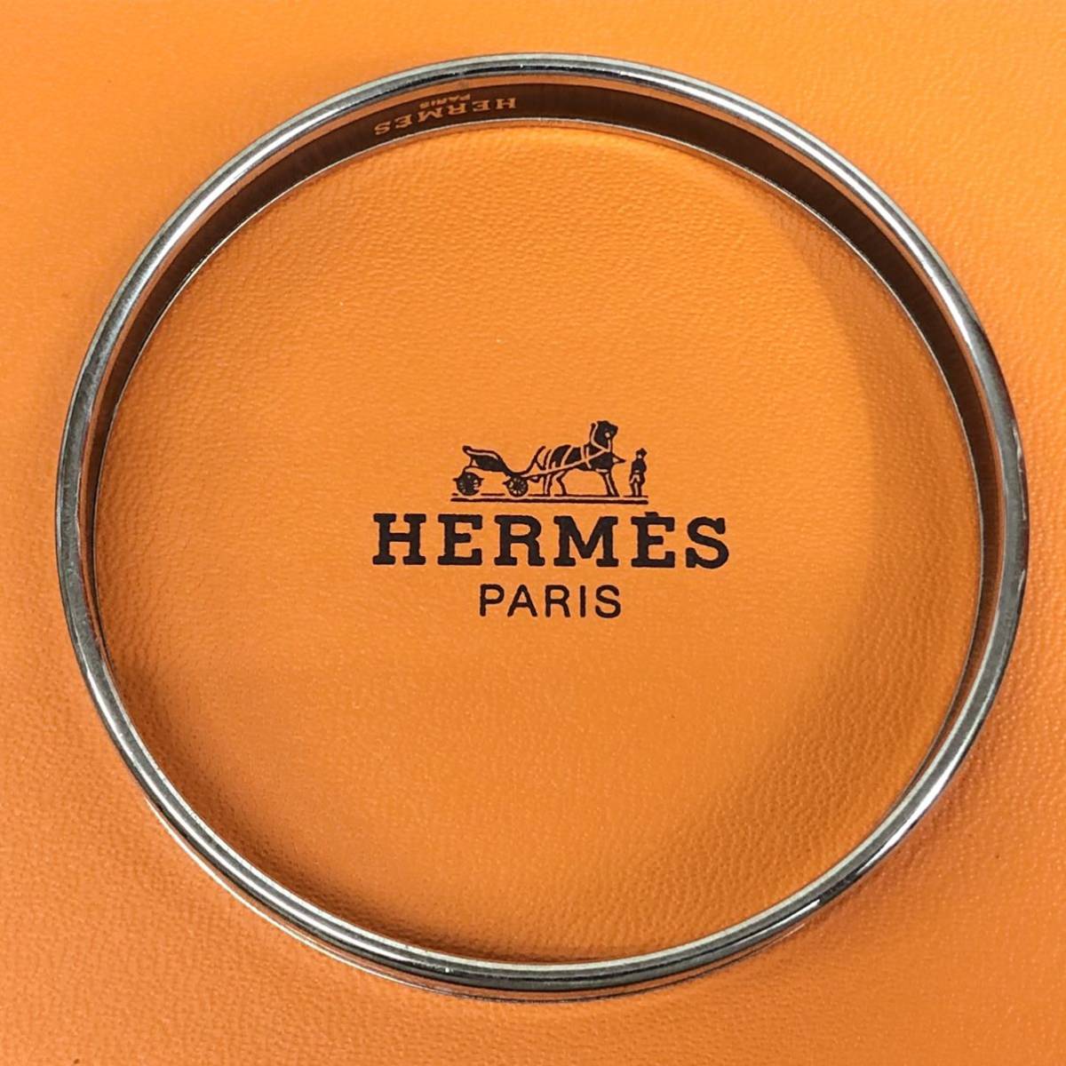 美品 HERMES エルメス エマイユ PM 箱ケース付き バングル 七宝焼 魚