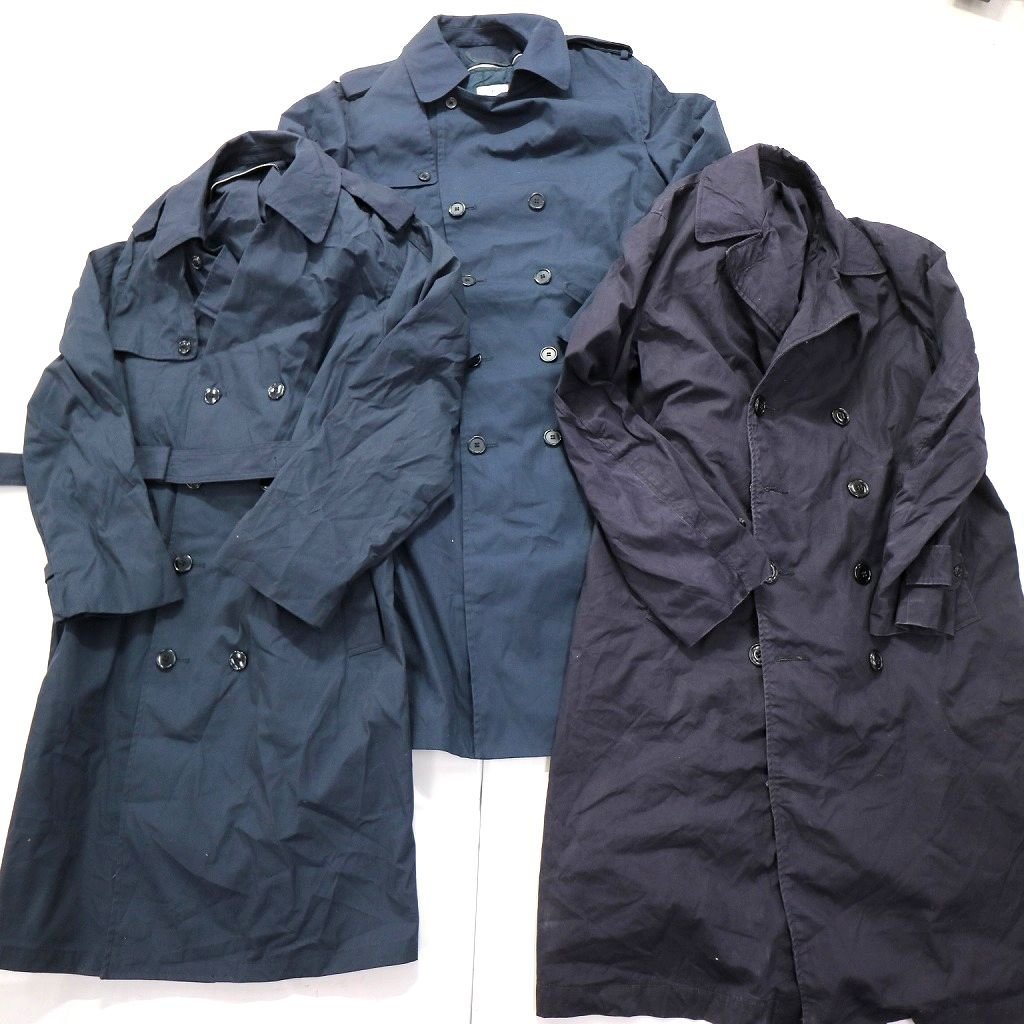 ◎米軍実物 ステンカラーコート set US. NAVY 他 (メンズ42) 3枚セット まとめ売り 古着卸 1円スタート 最落なし ML6530