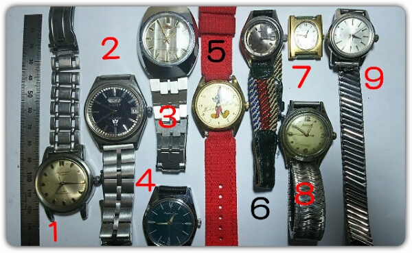 ジャンク機械式腕時計まとめセットSEIKO，CITIZEN可動品含９個