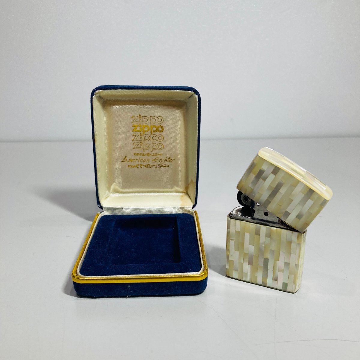 品質保証，豊富な 76 1円 ZIPPO ジッポ 前面シェル モザイク象嵌 貝 ホワイトシェル 白蝶貝 箱付き おしゃれ USA 綺麗 火花確認済み 動作未確認(その他)｜売買されたオークション情報、yahooの商品情報をアーカイ Zippo