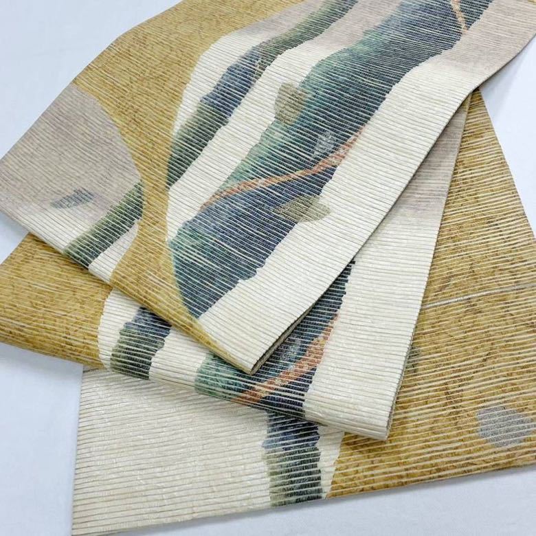 着物月花 手もみ引箔 竹に花びら 袋帯 未使用品 六通柄 正絹 参考上代680，000円 ob366
