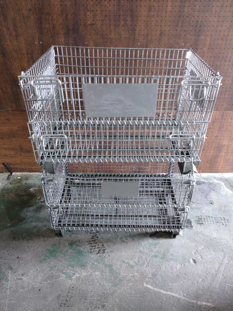 中古　メッシュパレット　半開タイプ　2個セット　W800×D530×H540　メッシュボックス　鉄カゴ　網カゴ　アミカゴ①
