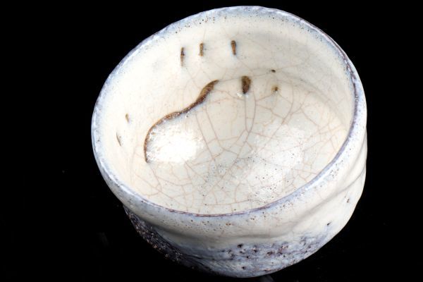 萩焼 茶道具 割高台 共箱 閑忙庵 萩茶碗 茶碗 ☆ 森島一伸