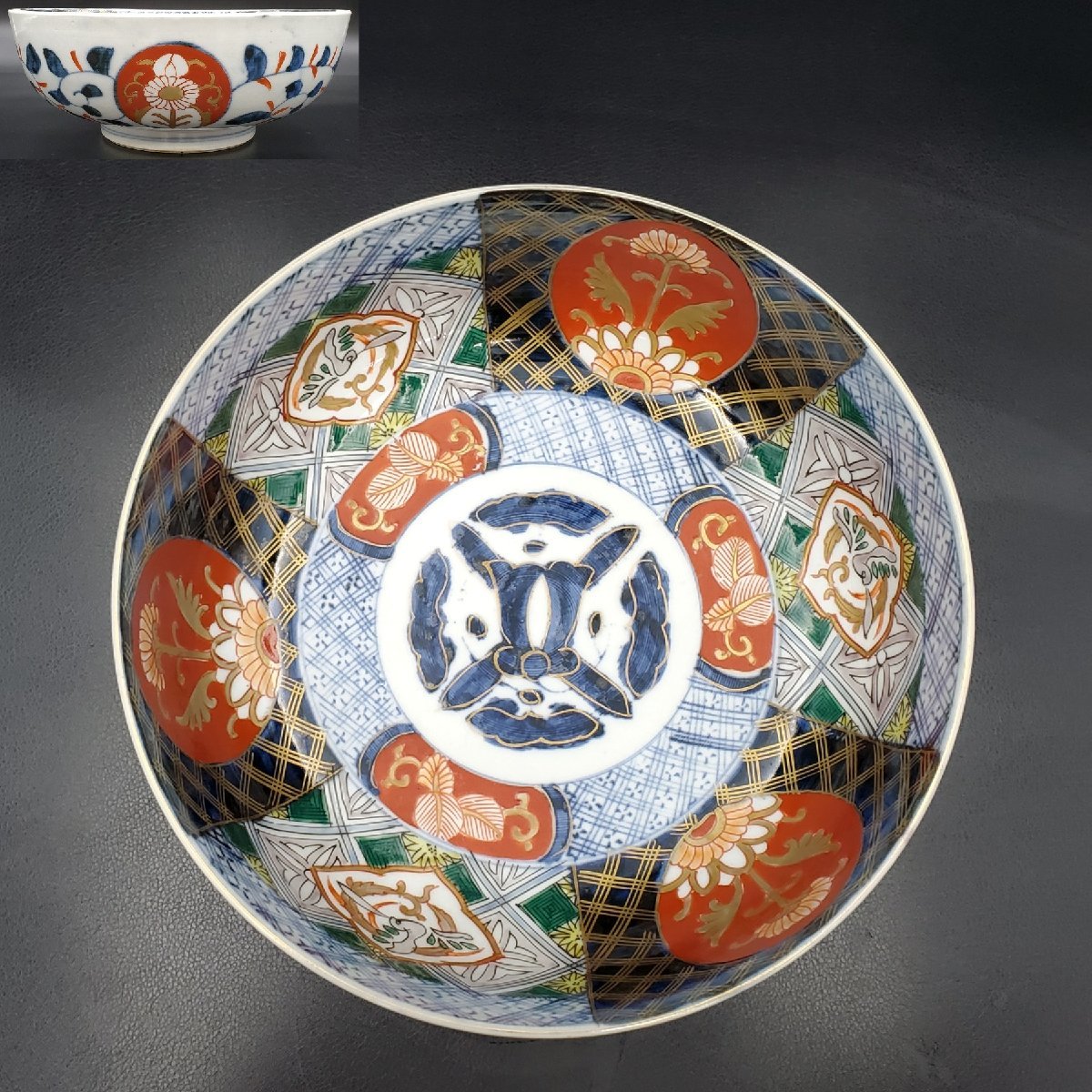 宝蔵】古伊万里 錦手 色絵花鳥図 大鉢 盛鉢 約24.7cm