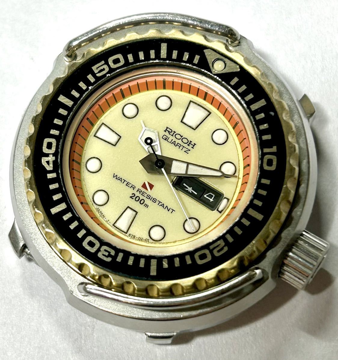 １円〜 ★T 希少 リコー ダイバースポーツ RICOH 679101 アイボリーダイヤル 稼動品メンズ デイデイトアンティーク ジャンク 時計 81487990