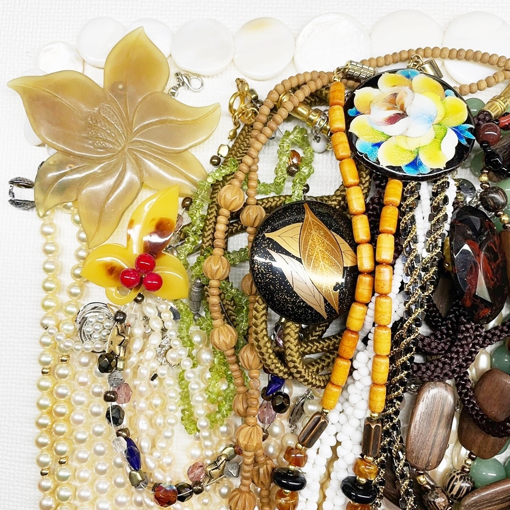 【人気】アクセサリー まとめ 総重量 1，035g ネックレス ブレスレット ブローチ 天然石 パール パワーストーン 卸 レディース/CO27-2